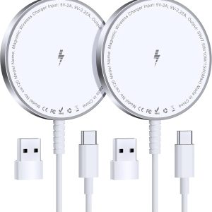Bohuma Magnetic Wireless Charger for iPhone: Mag Safe Charger Fast Charging Pad 2 Pack Compatible with iPhone 16 15 14 13 12 Pro Max Plus & Airpods 2 3 Pro (No Adapter)
