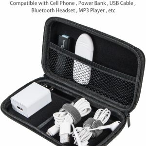 GLCON Portable Protection Hard EVA Case for External Battery,Cell Phone,GPS,Hard Drive,USB Charging Cable,Carrying Bag Mesh Inner Pocket,Zipper Enclosure,Universal Travel Pouch Bag