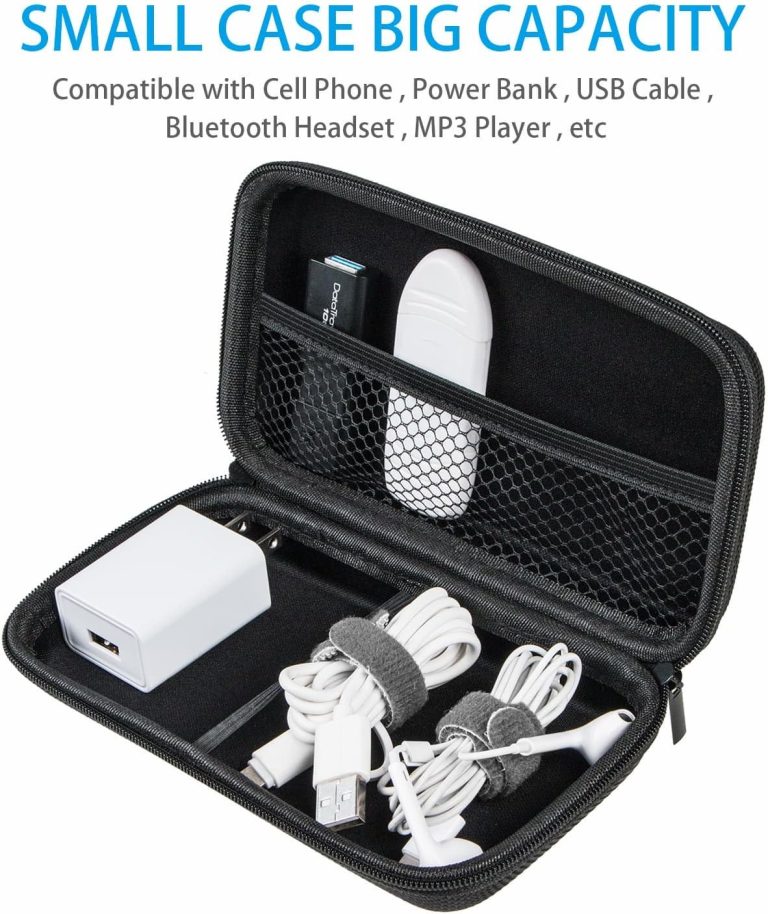 GLCON Portable Protection Hard EVA Case for External Battery,Cell Phone,GPS,Hard Drive,USB Charging Cable,Carrying Bag Mesh Inner Pocket,Zipper Enclosure,Universal Travel Pouch Bag