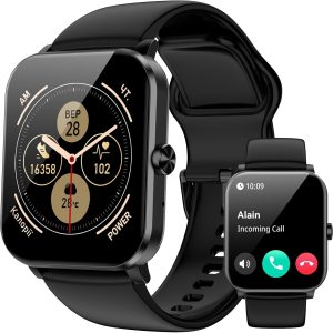 Smart Watch, Smartwatches for Men Women, 1.85″HD Fitness Tracker (Answer/Make Calls), 120+ Sport Modes, IP68 Waterproof Fitness Watch, Heart Rate/Sleep Monitor, Smartwatch Compatible Android iOS