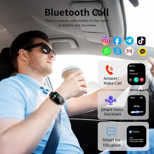Smart Watch, Smartwatches for Men Women, 1.85″HD Fitness Tracker (Answer/Make Calls), 120+ Sport Modes, IP68 Waterproof Fitness Watch, Heart Rate/Sleep Monitor, Smartwatch Compatible Android iOS